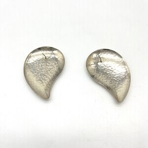 Hammered Silver Tone Paisley Earrings Statement Post Backs Fashion Jewelry‎